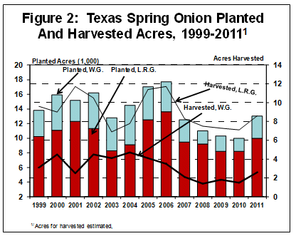 Texas Spring Onion Planted and Harvested Acres